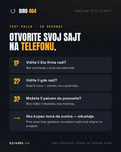 Primer objave na temu čitljivosti na telefonu